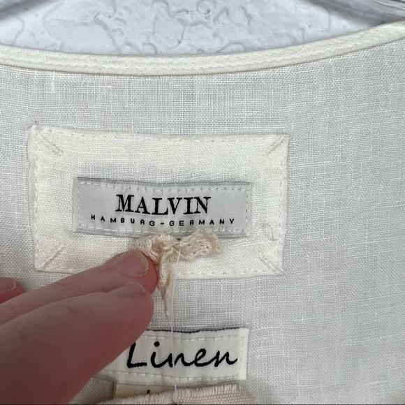Malvin Hamburg-Germany I love Linen White 3/4 Sleeve Shirt Dress Large NWT Light - Picture 7 of 9